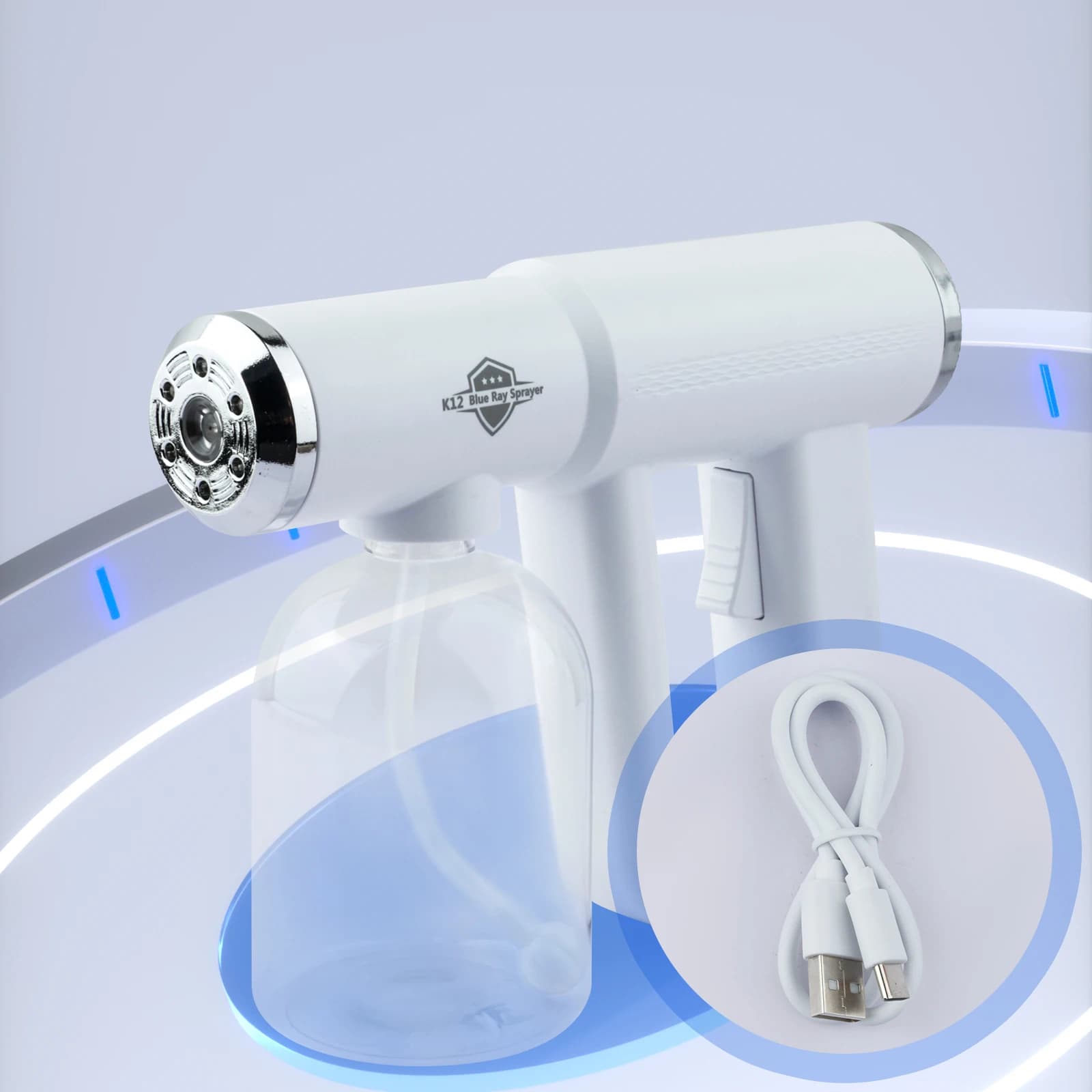 Pulvérisateur de barbier à lumière bleue Nano 300ML, USB, après-rasage électrique, pistolet nébulise