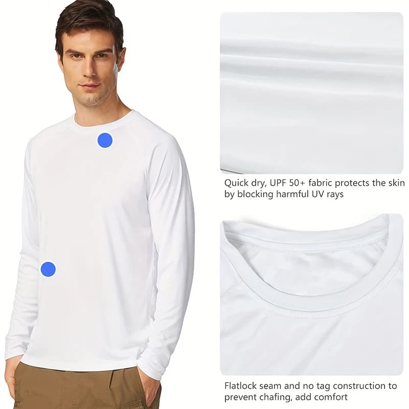 Chemises pour hommes chemises de Protection solaire Uv Spf Upf 50 + hauts extensibles à manches long
