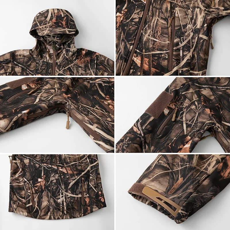 Veste tactique de Camouflage à coque souple silencieuse pour hommes, imperméable, polaire chaude, ve