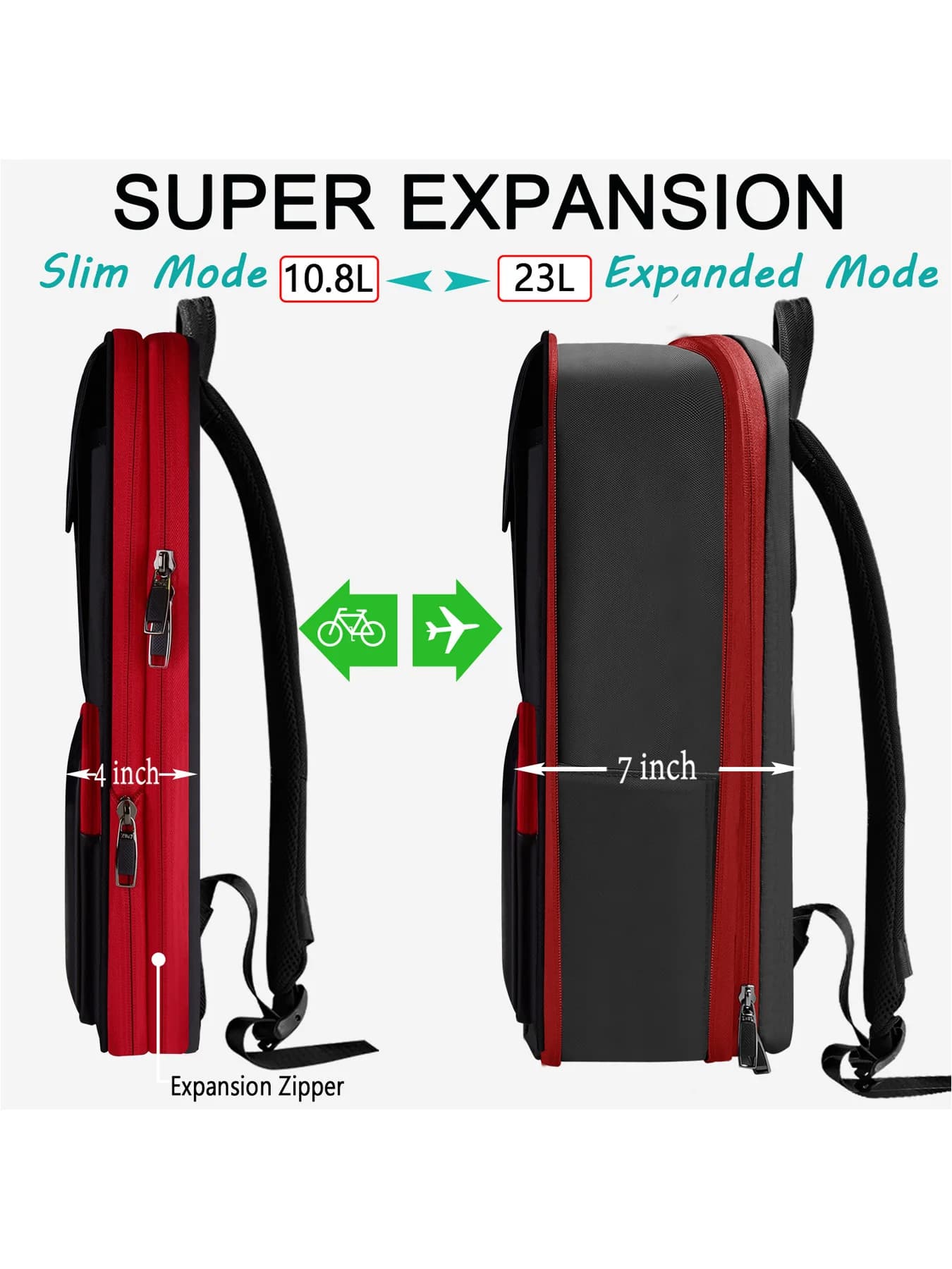 Sac à dos d'affaires mince et extensible pour ordinateur portable, sac à dos de voyage antivol étanc