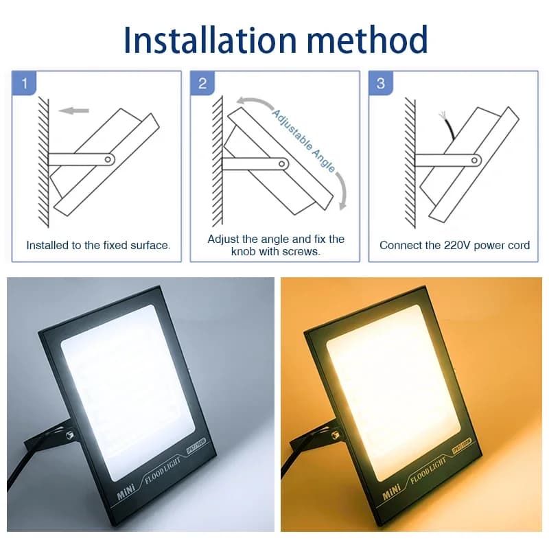 Projecteur LED 220V 10W 20W 30W 50W 100W 150W 200W IP67 Étanche pour l'extérieur, idéal pour l'éclai