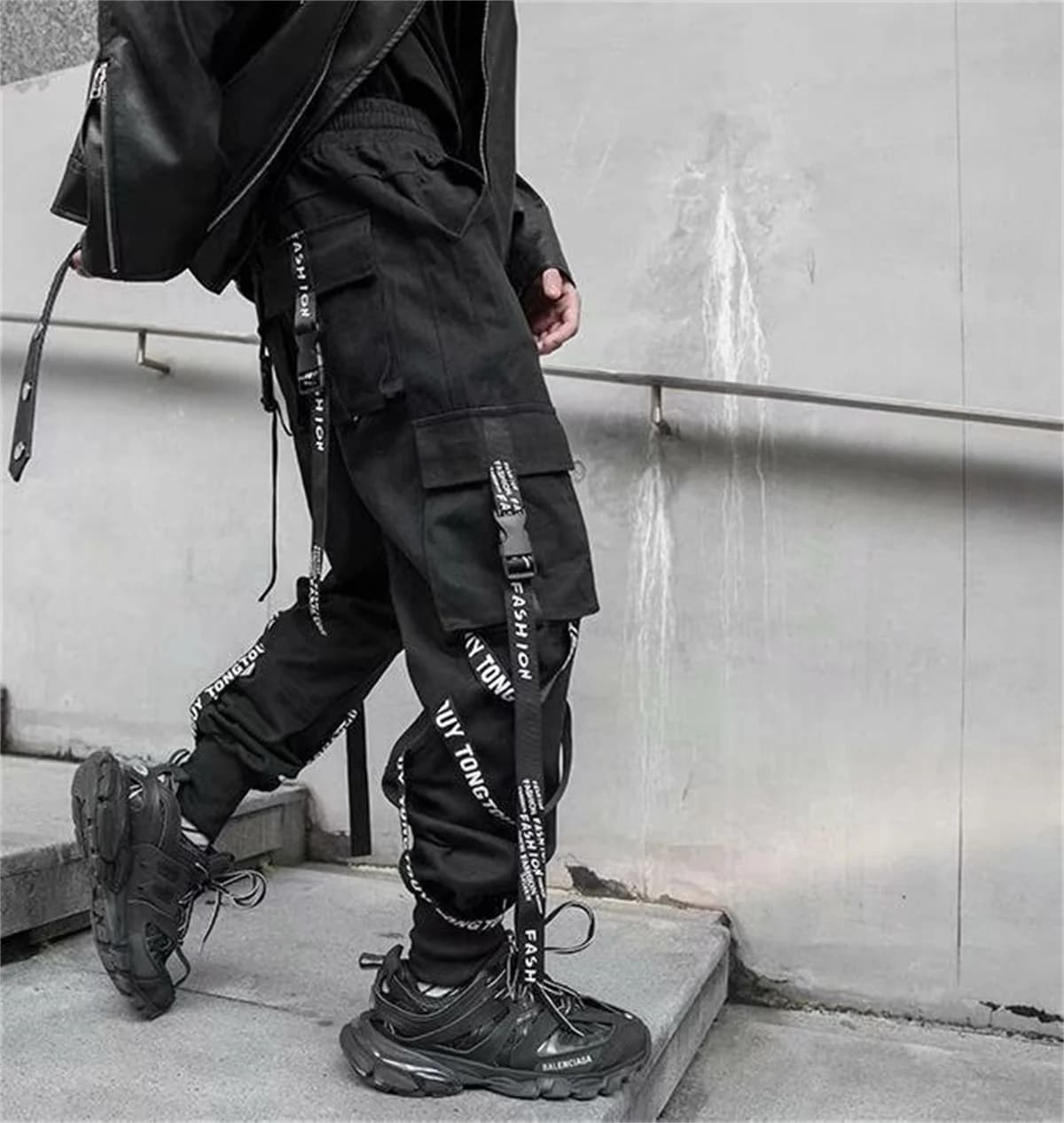 Pantalon Cargo noir pour hommes, jogging, Streetwear japonais, Hip Hop, Hippie, Techwear, pantalon à