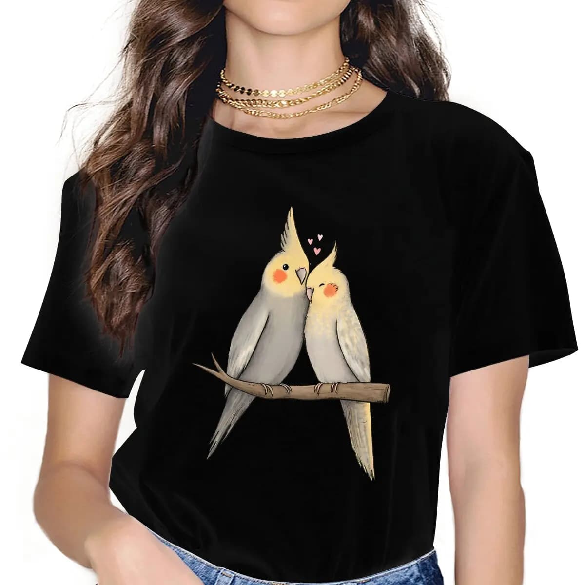 Cockatiel câlin t-shirt pour filles perroquet oiseaux animal de compagnie Y2k t-shirts Harajuku dame