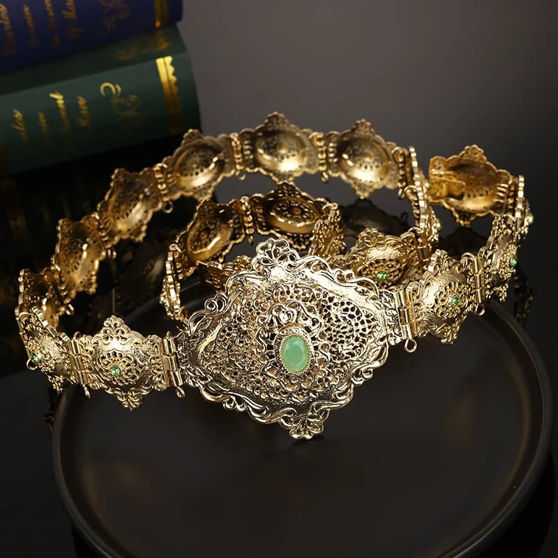 Ceinture algérienne couleur or pour femmes, Abaya marocain, bijoux de mariée, chaîne de taille arabe