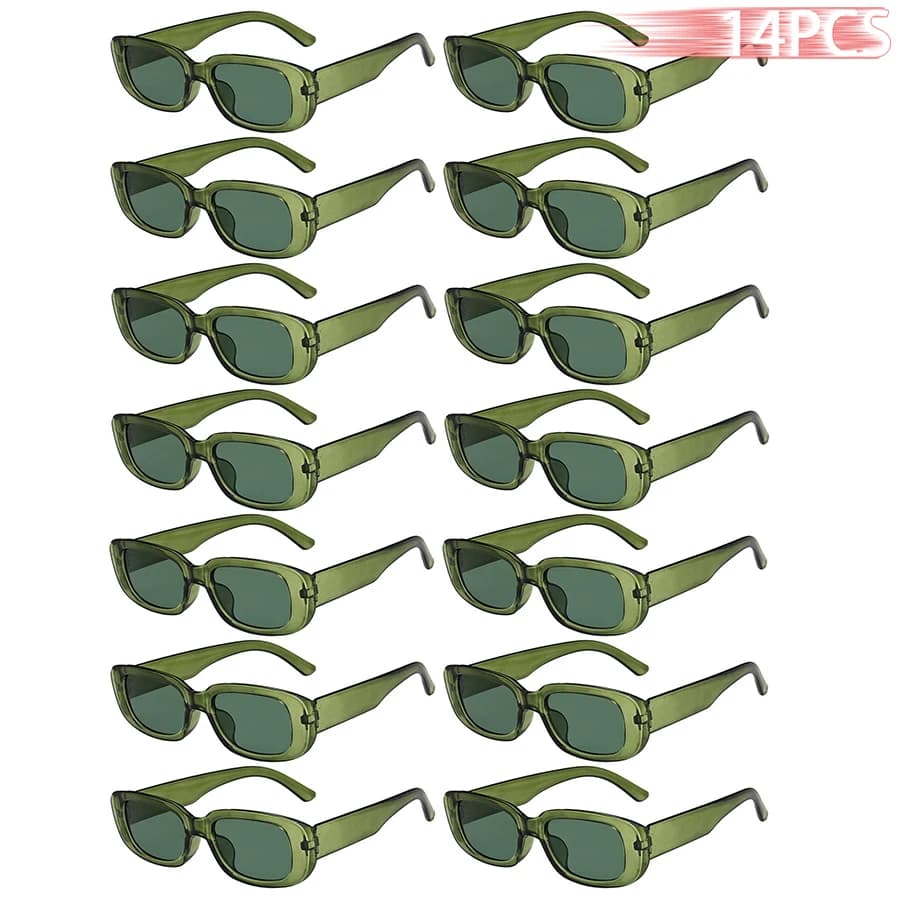 Lunettes de soleil rectangulaires pour femmes, 14 pièces, motif carré, de marque Vintage, de créateu