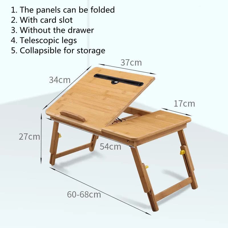 Table d'ordinateur portable pliable en bambou, table d'ordinateur de chambre à coucher, lit d'ordina