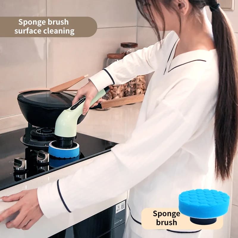 Brosse de nettoyage électrique sans fil multifonctionnelle 9 en 1, brosse de cuisine et de salle de 