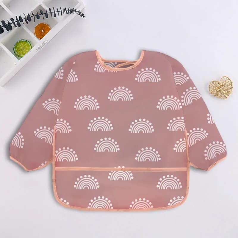 Bavoirs à manches longues pour bébé, tablier imperméable au Design de dessin animé coloré mignon pou