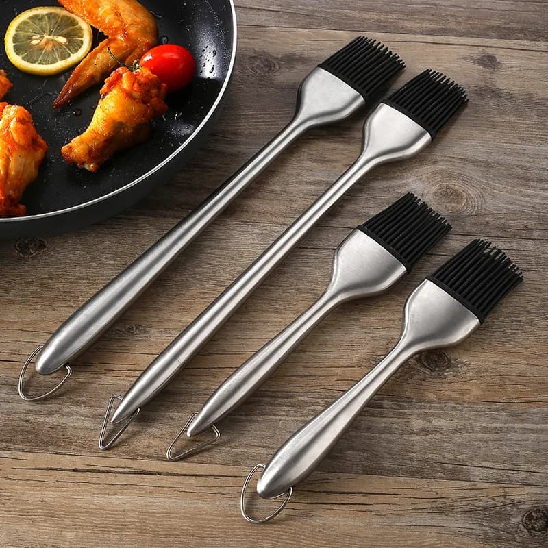 Brosse à badigeonner en Silicone pour Barbecue, brosse à Sauce à l'huile, poignée en acier inoxydabl