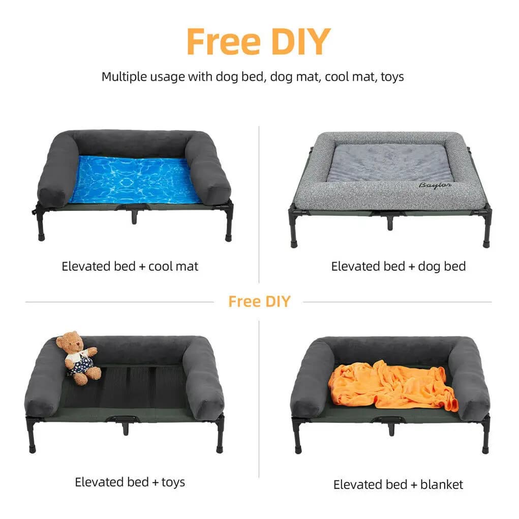 Lit SuréWerd'Niket d'Extérieur pour Chien et Chat, avec Poignées, Traversin Amovible en Peluche, Ref