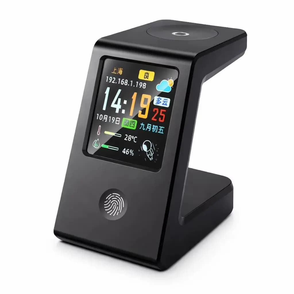 Horloge météo WiFi, charge sans fil pour montres - horloge de table numérique intelligente, affichag