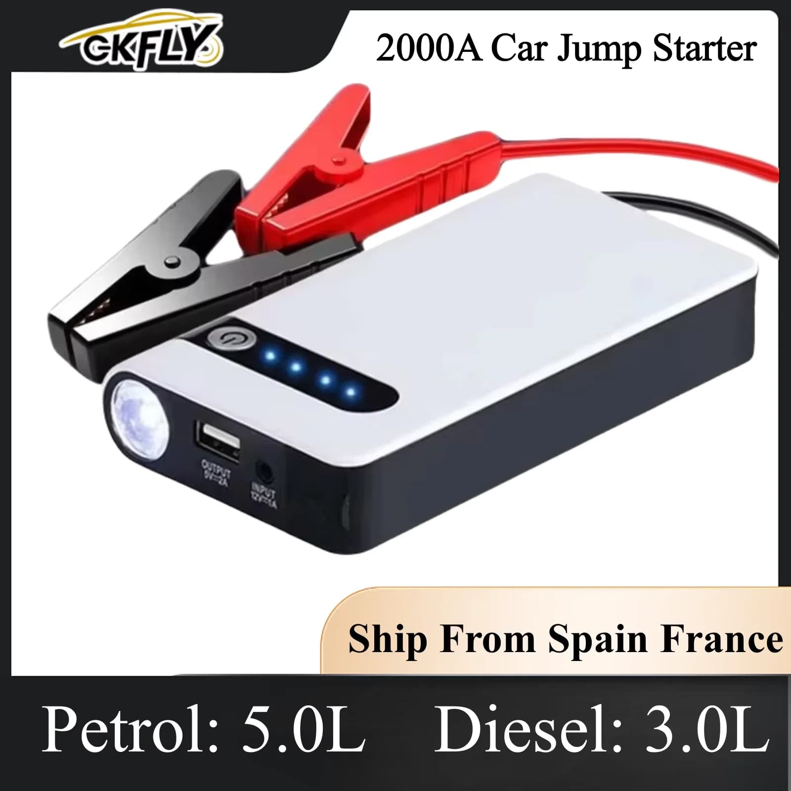 GKFLY nouveau chargeur de batterie de voiture 2000A démarreur de saut chargeur de batterie de voitur