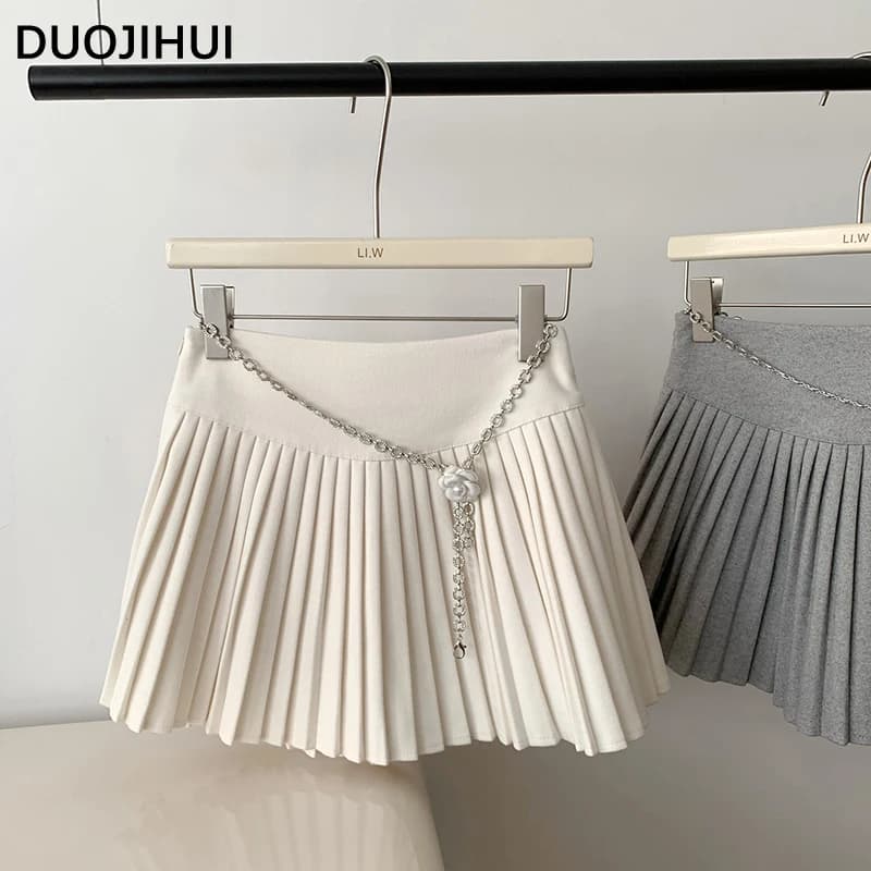 DUOJIHUI-Mini Jupe Trapèze Abricot pour Femme, Élégante, Décontractée, Chic, Simple, Mode Hiver, 3 C