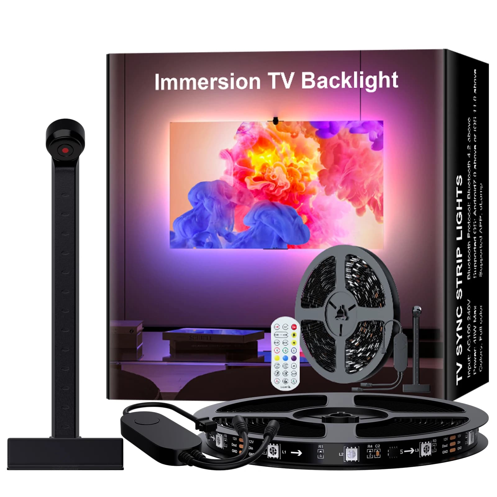 TV LED rétro-éclairage avec caméra bande ambiante lumière Immersion LED bande de couleur lumière LED