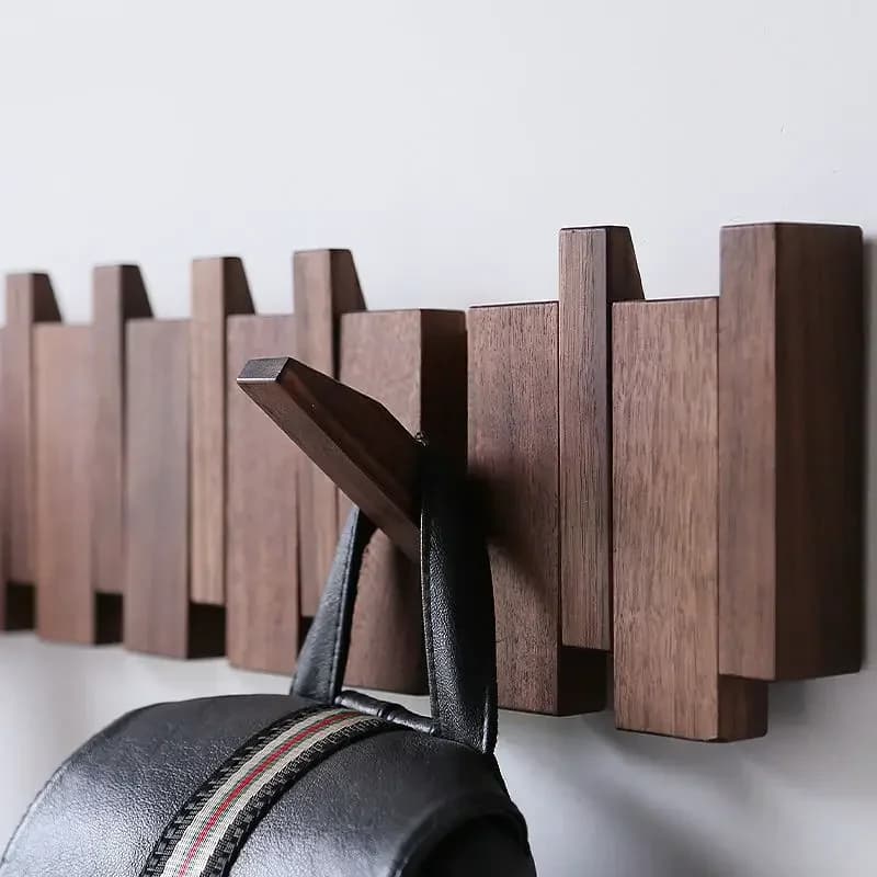 Porte-manteau mural en noyer noir, crochet à vêtements en bois massif, porte d'entrée, porte-manteau