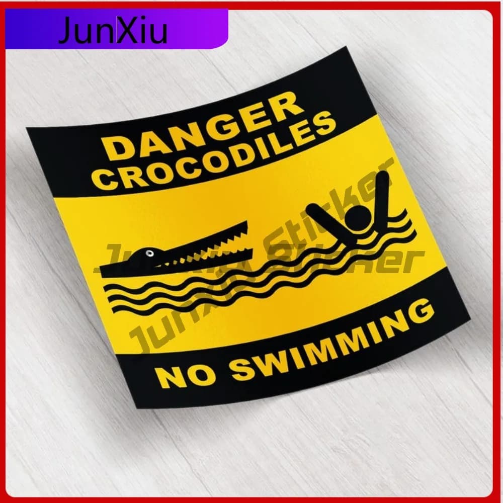 Autocollant en vinyle crocodiles de Danger sans signe de natation, autocollant extérieur de décorati