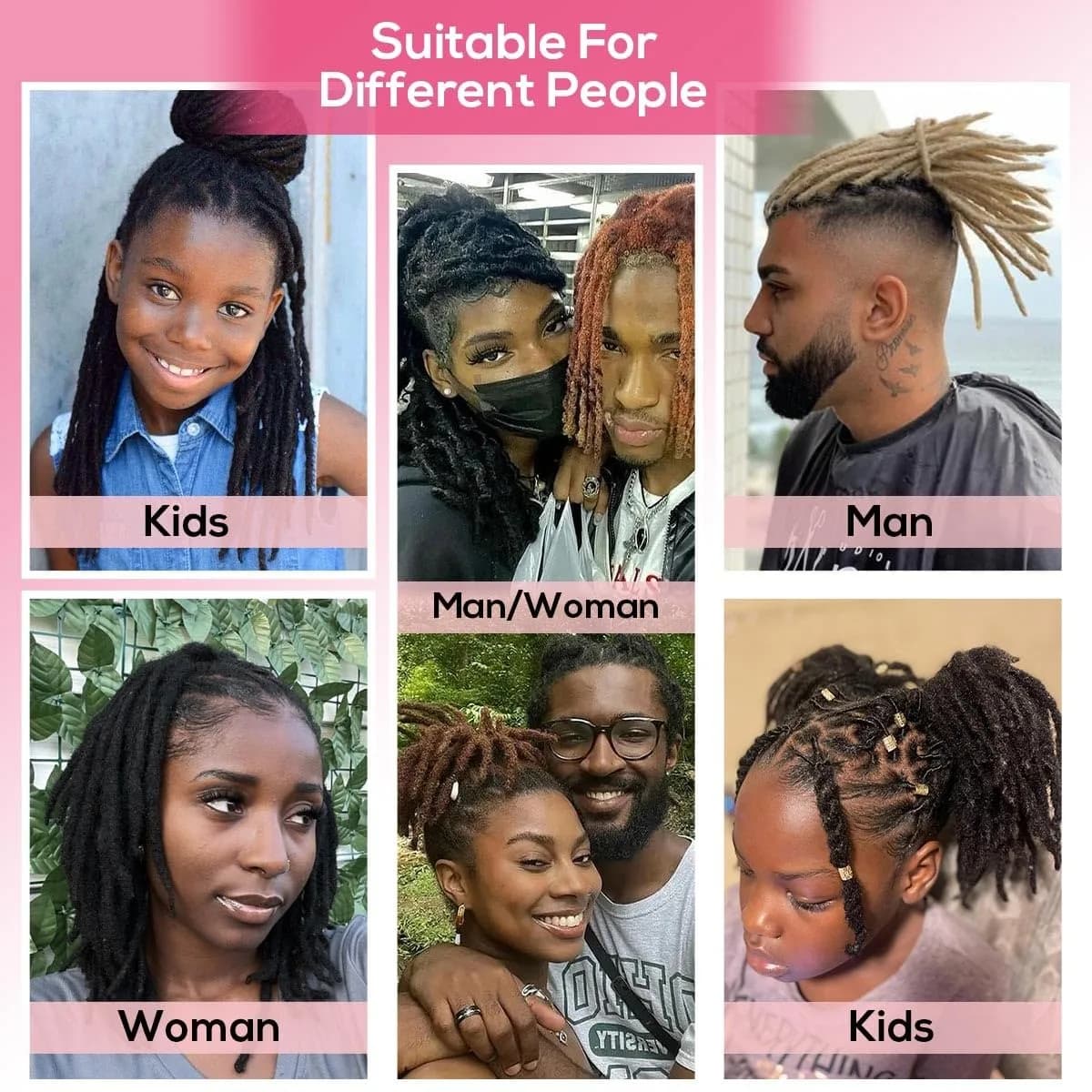 Extensions de dreadlocks en cheveux humains 100% naturels, 0,6 cm, 4-8 pouces, 50 mèches, entièremen