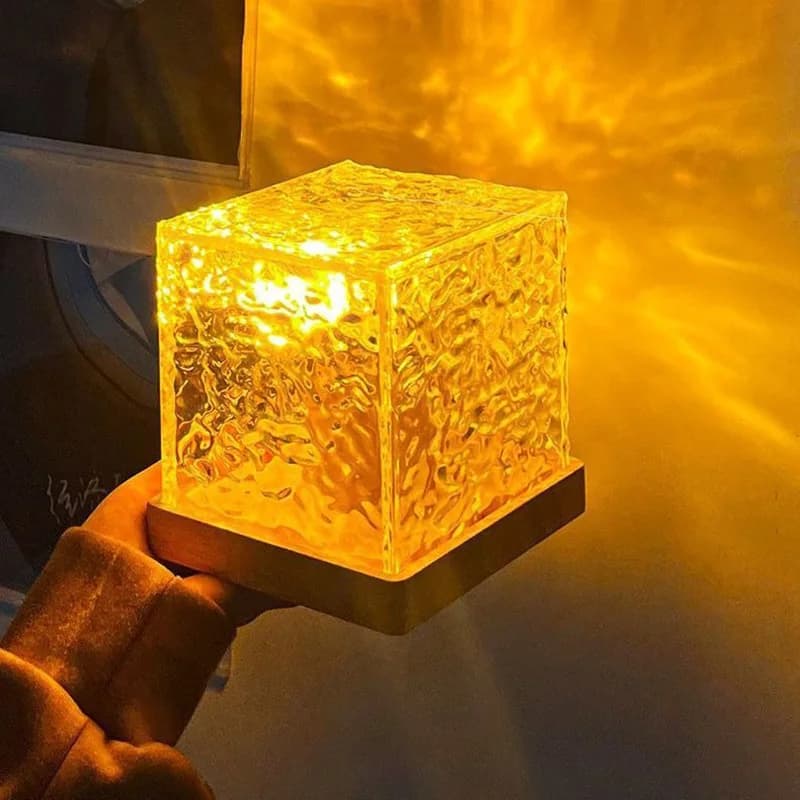 LED rotatif ondulation de l'eau veilleuses RGB couleurs changeantes spectacle Cube lampe de Table en