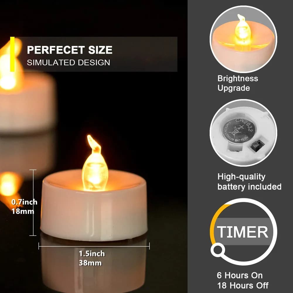 Bougie LED sans flamme avec/sans télécommande, éclairage à flamme vacillante, bougie chauffe-plat po