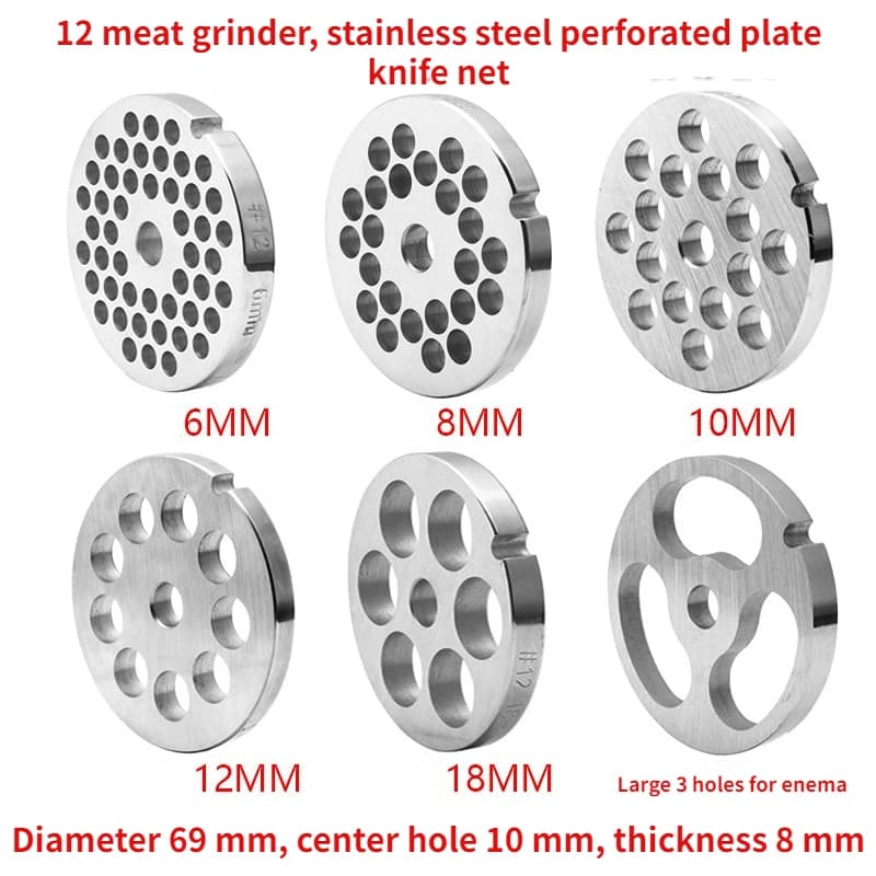 Hachoir à viande de Type 12, accessoires de lavement, maille de couteau, trou en acier inoxydable, t