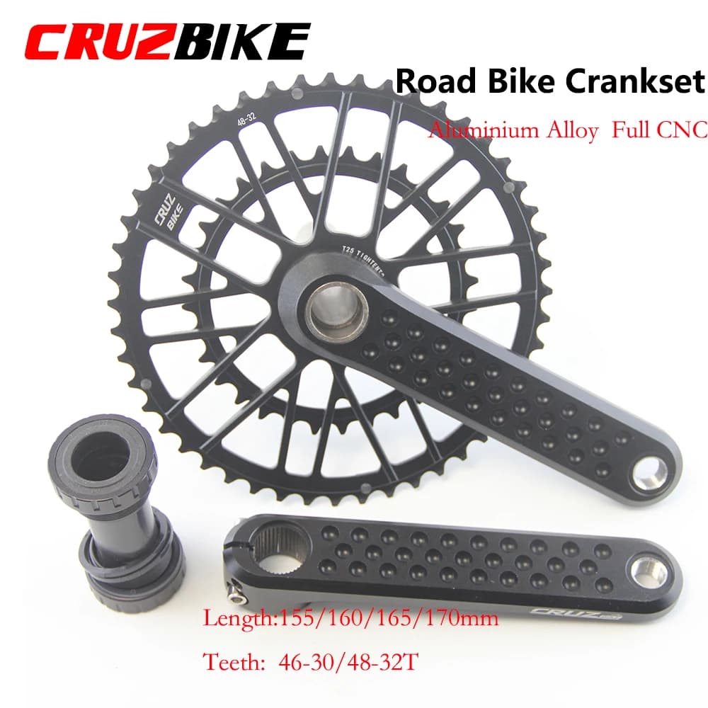 Pédalier de vélo de route CRUZbike 155/160/165/170 mm, double pignon 9/10/11/12 vitesses 46-30/48-32