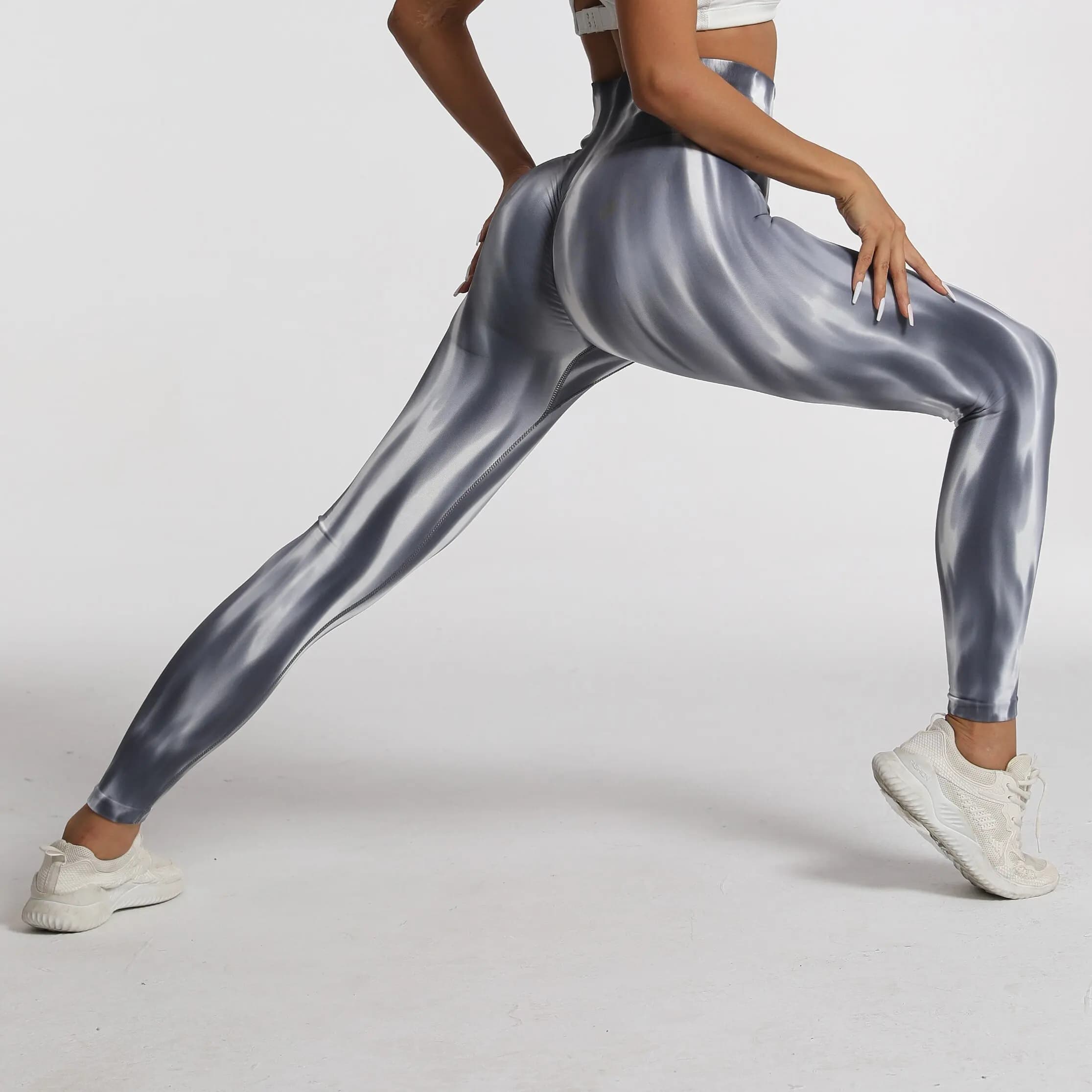 Nouveau Tiedye Leggings de gymnastique sans couture femmes Push Up pantalon extensible Scrunch sport