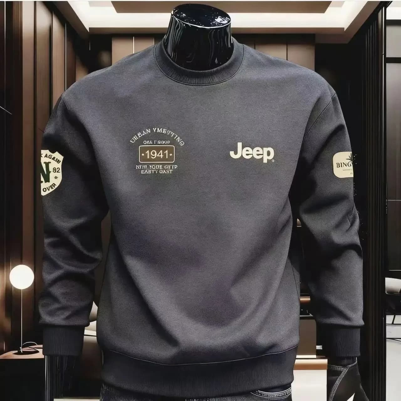 Nouveau sweat-shirt épais à manches longues pour hommes de la marque Jeep, haut imprimé polyvalent à