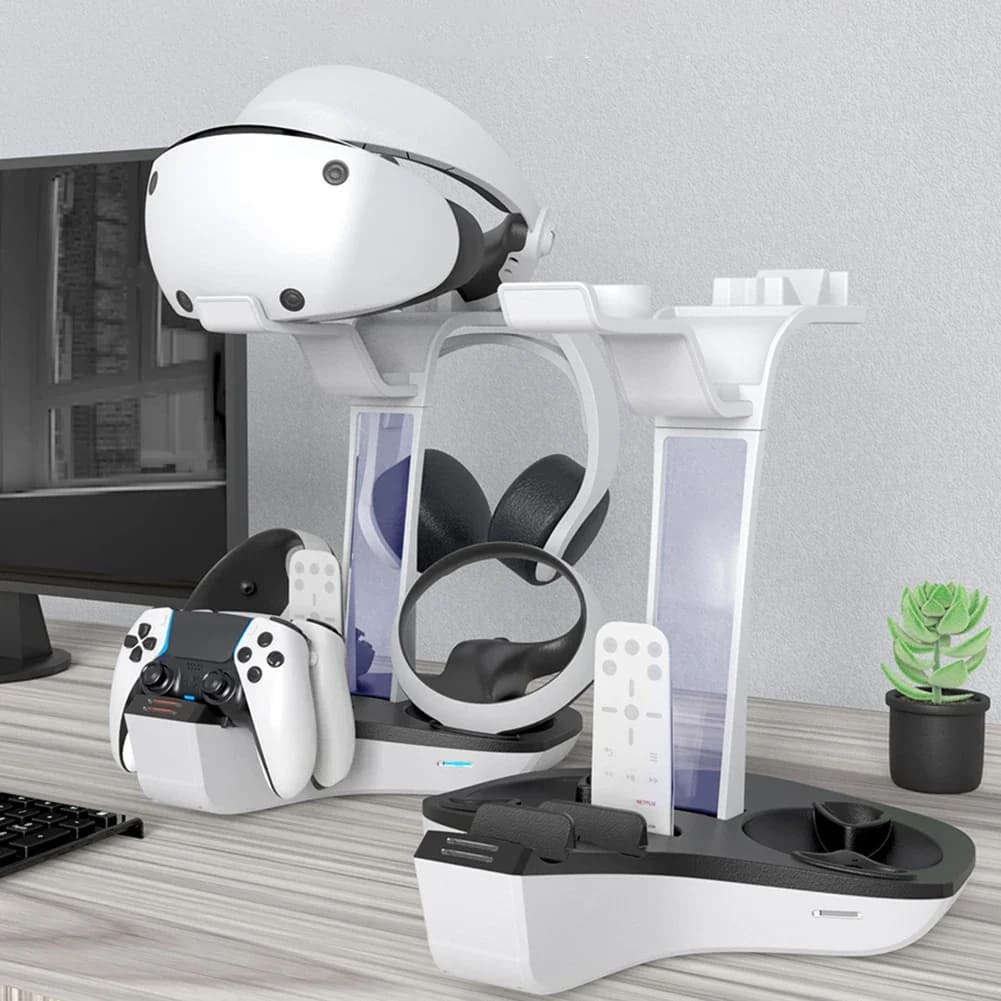 Station de charge S6 pour PS5 PS VInter, support de casque, contrôleur, chargeur, indicateur lumineu