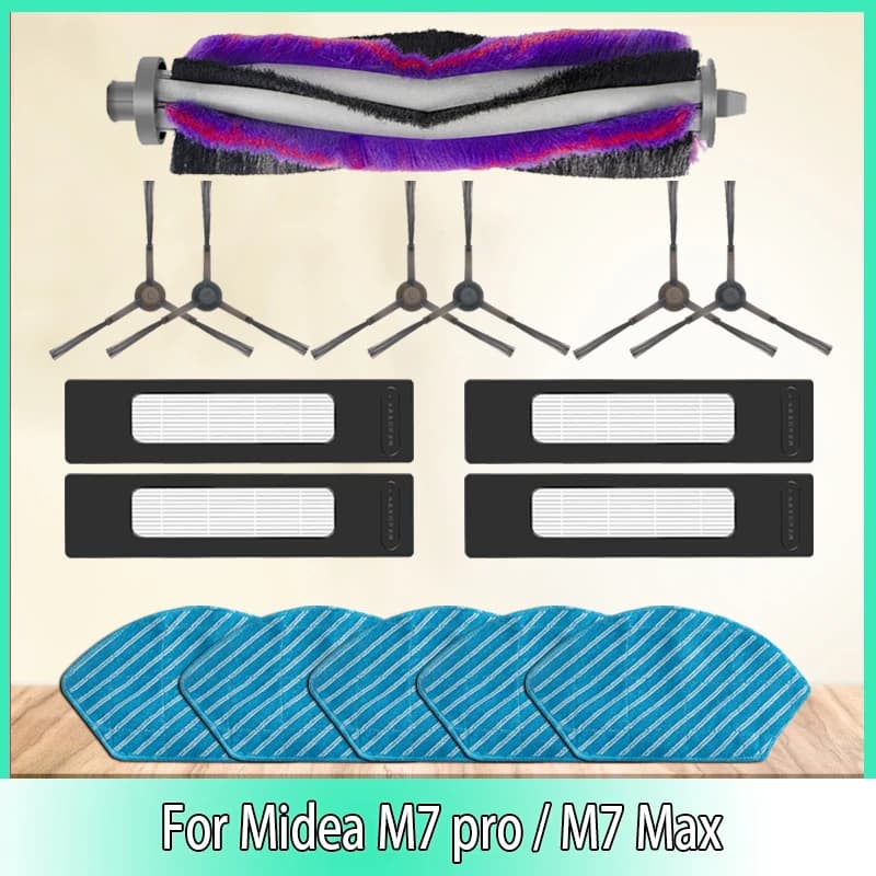 Brosse latérale principale, filtre HEPA, tissu de vadrouille pour Midea M7 PRO /M7 MAX pour Fakir rs