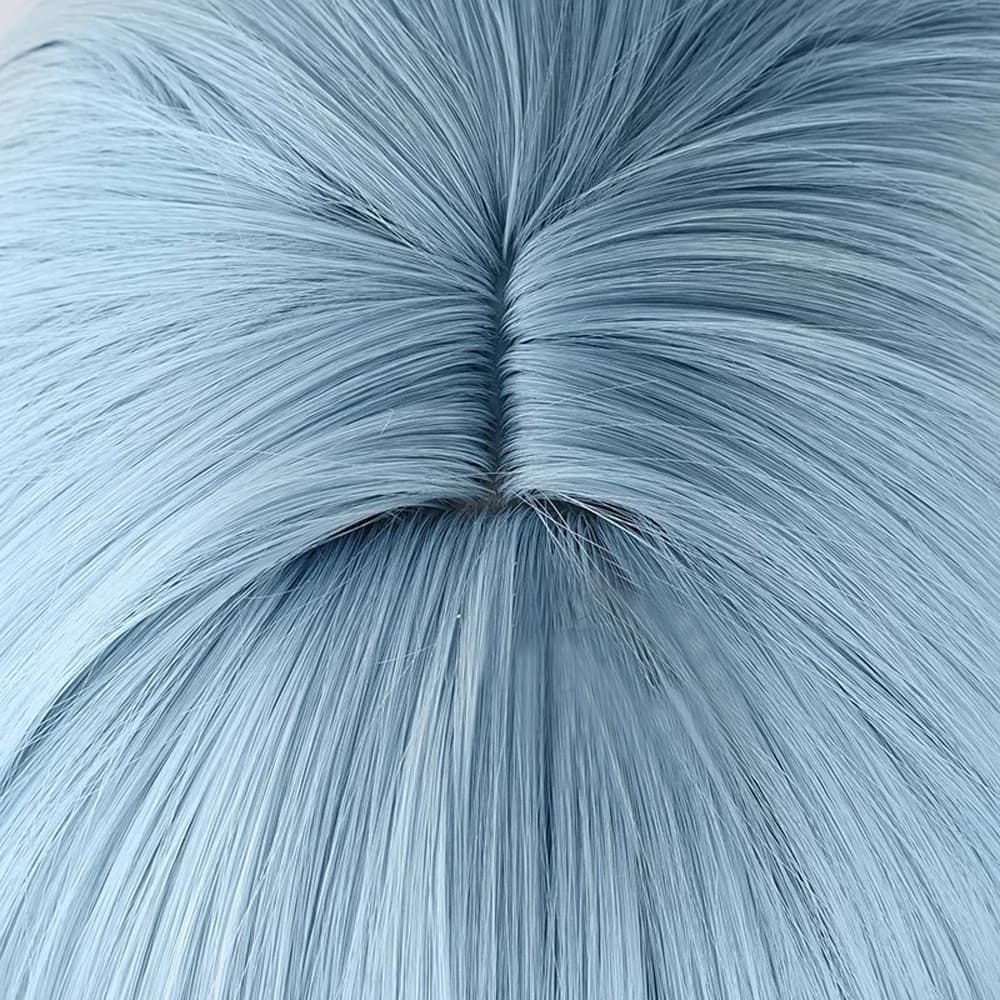Perruque synthétique longue ondulée bleue pour femmes, avec frange, perruque moelleuse de jeu d'anim