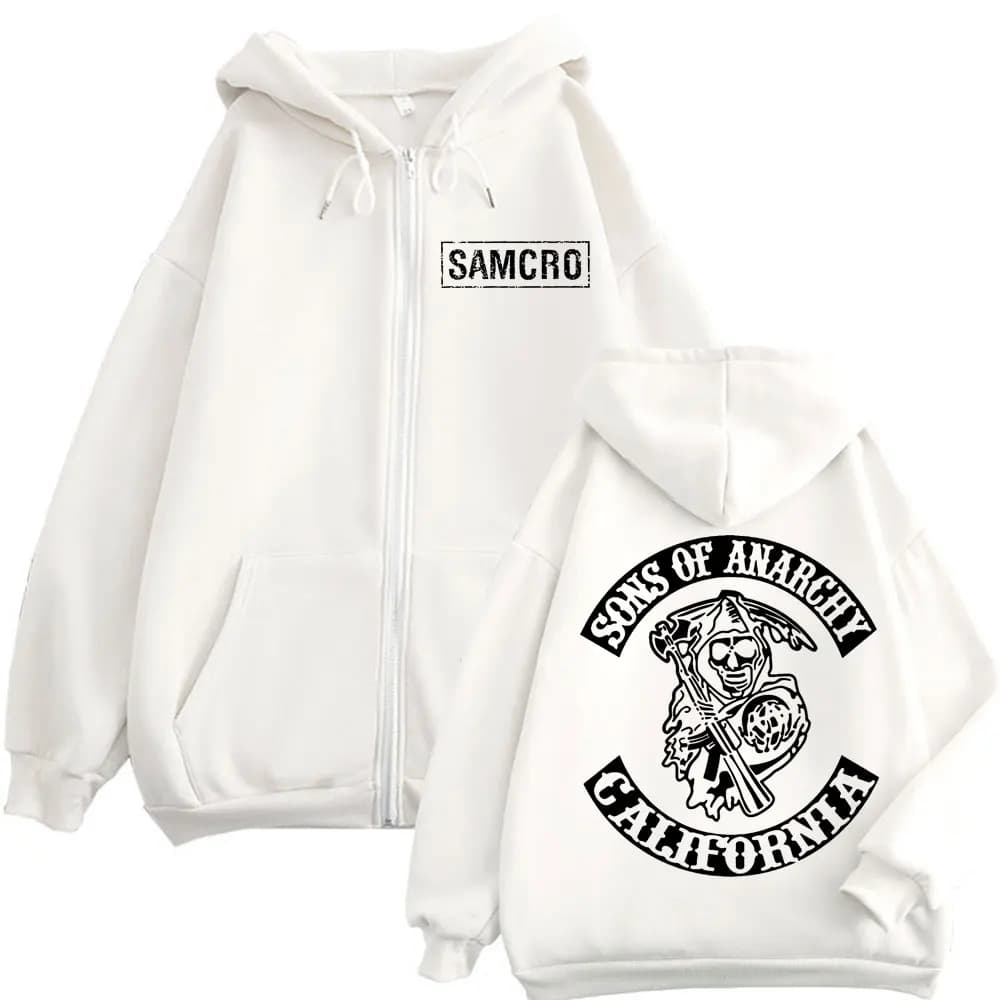 Sons of Anarchy – sweat à capuche avec fermeture éclair imprimée Double face pour hommes et femmes, 