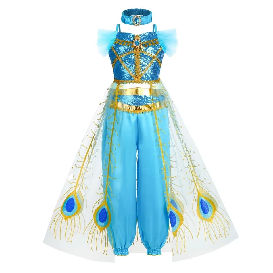 Robe de princesse de fête d'Halloween, Costume de jasmin pour enfants