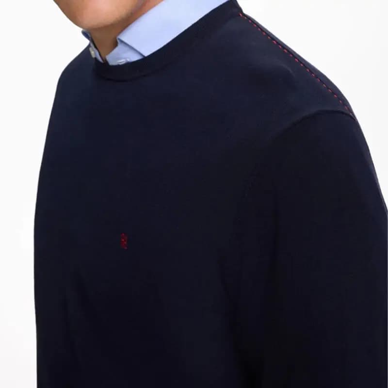 Pull en maille à col rond pour homme CH, manches longues, tricot intemporel, décontracté, essentiel 