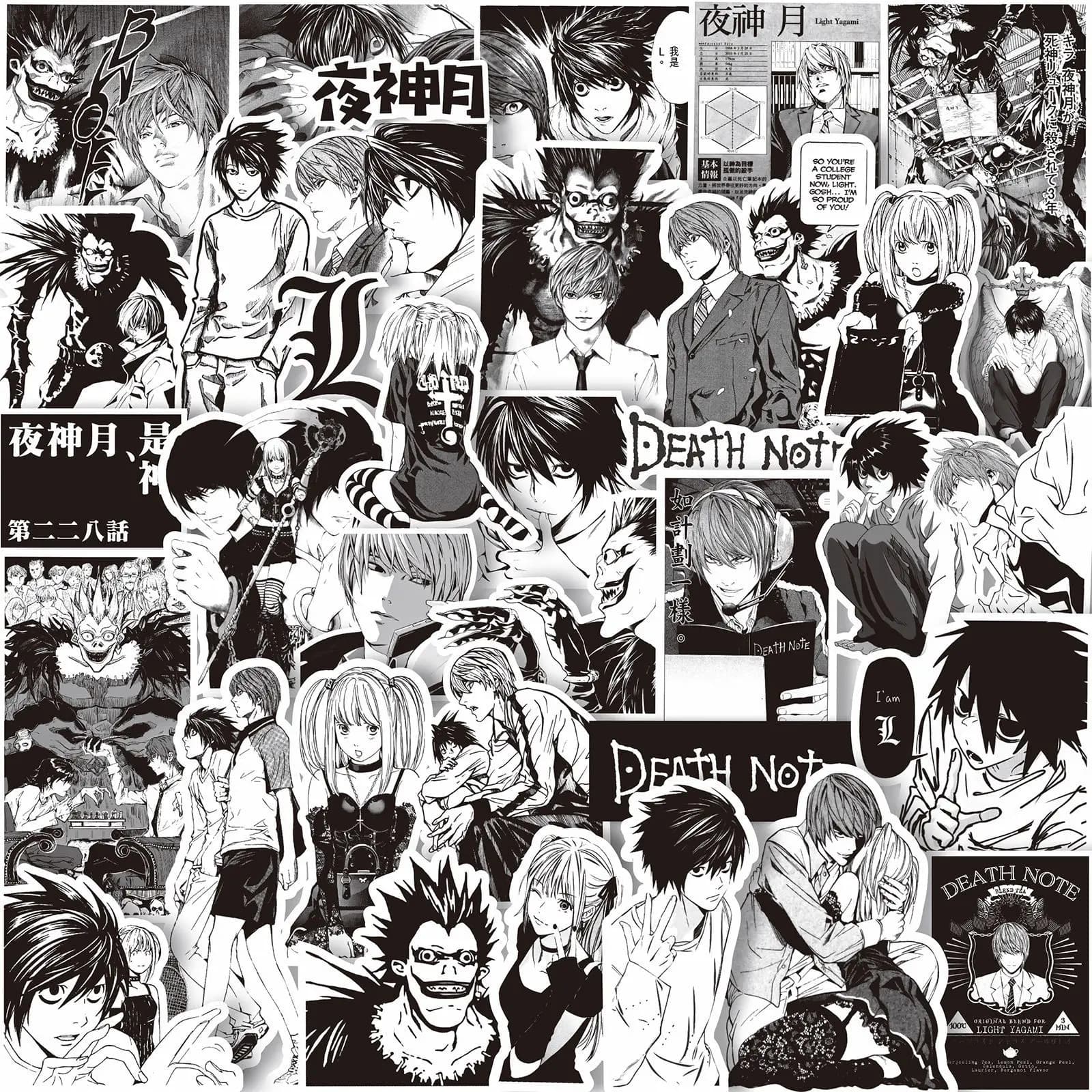 65 pièces Anime Death Note autocollants noir blanc décalcomanies Scrapbook bagages ordinateur portab