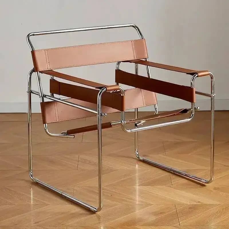 Vassili – chaise de loisirs nordique Simple, Style industriel médiéval, selle Bauhaus en cuir, résea