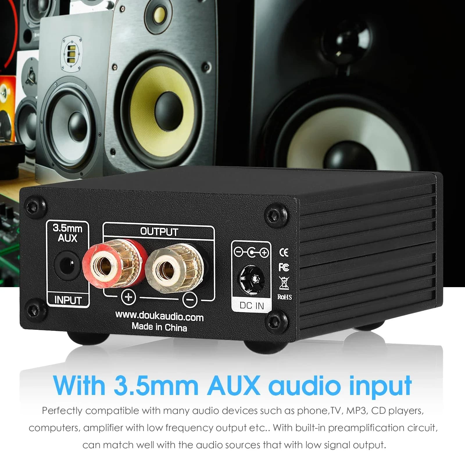 Douk Audio NS-03G Mini caisson de basses 100W/canal Mono pleine fréquence TPA3116 amplificateur numé