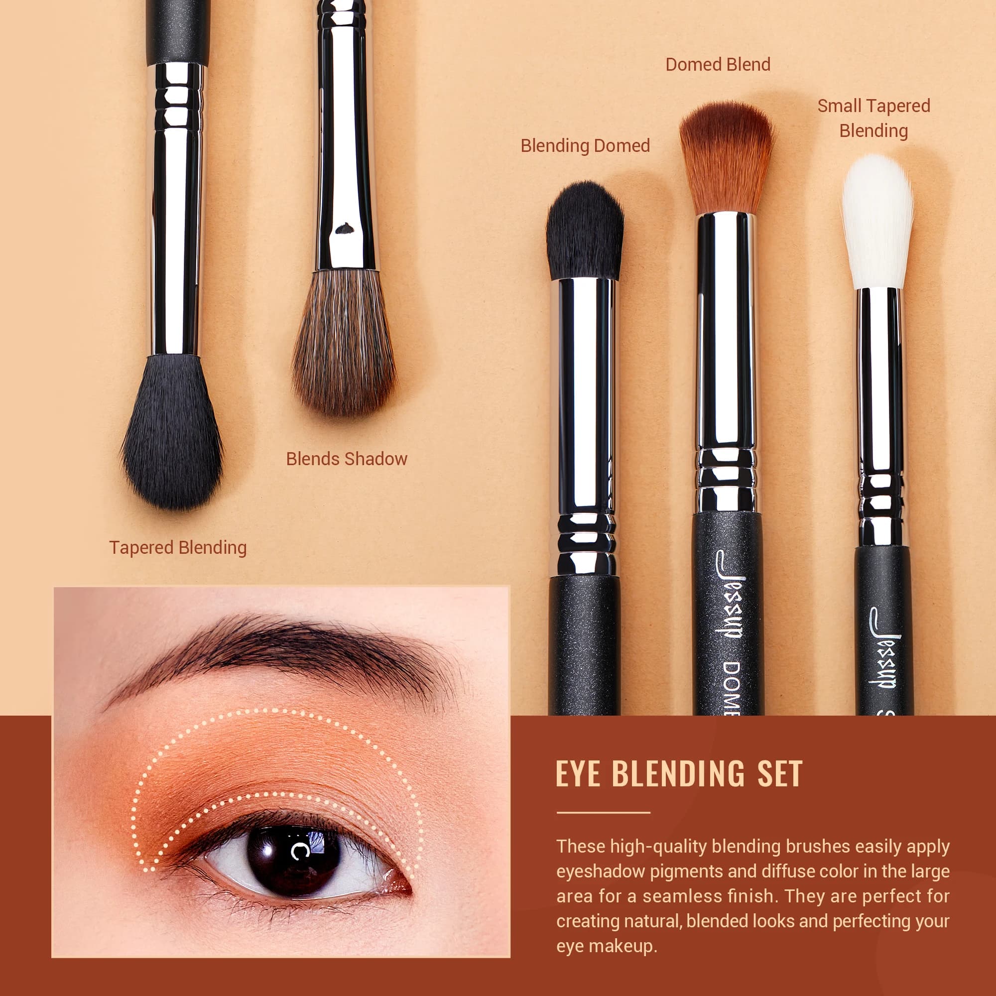 Jessup-Ensemble de pinceaux de maquillage pour les yeux, pinceau professionnel pour mélange des yeux