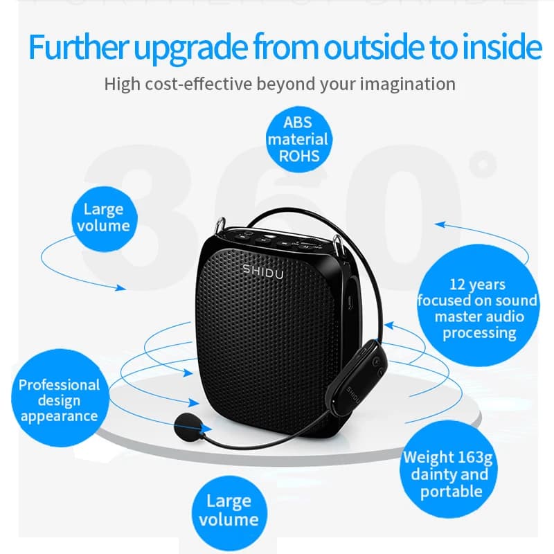 SHIDU-Amplificateur vocal portable, Microphone filaire ou sans fil, Haut-parleur audio AUX, USB, Hau