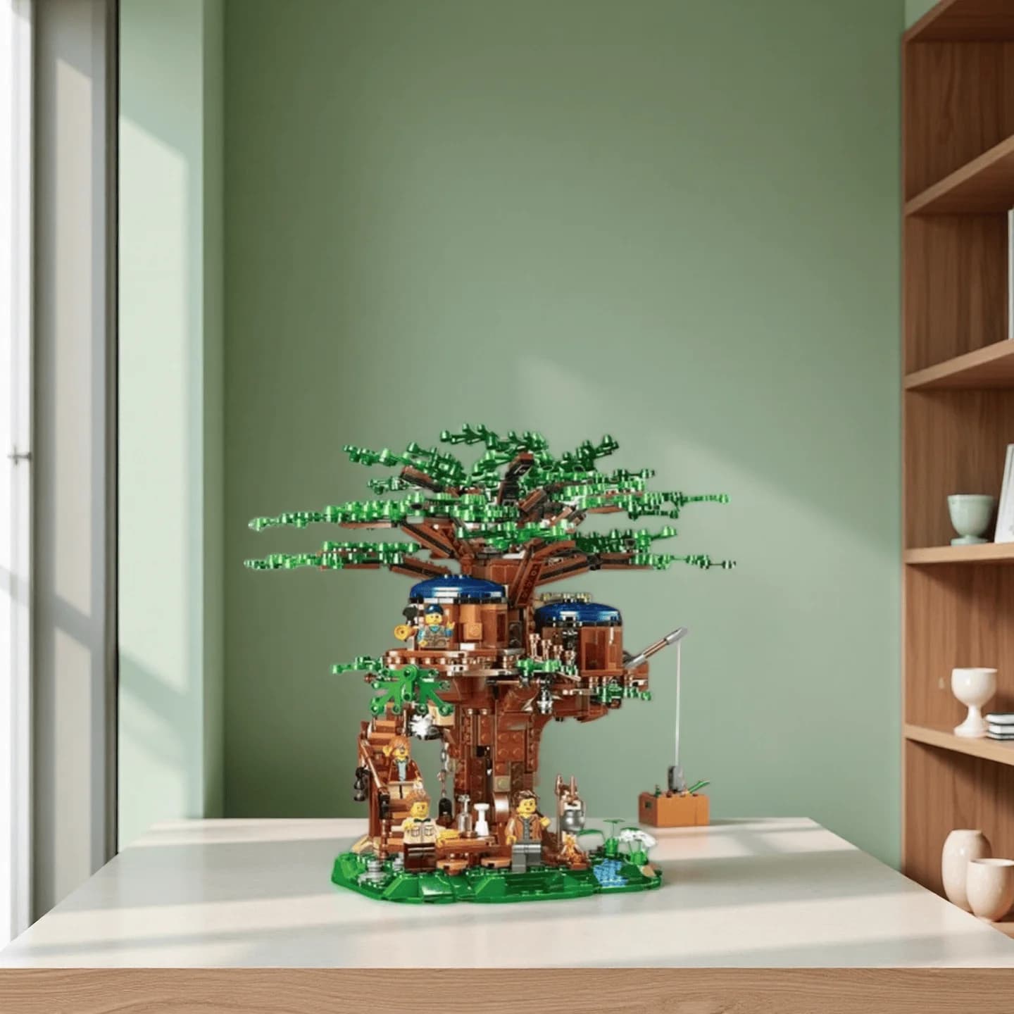 1080 pièces Maison dans les arbres Quatre Saisons, feuilles d'été et d'automne, maison dans les arbr