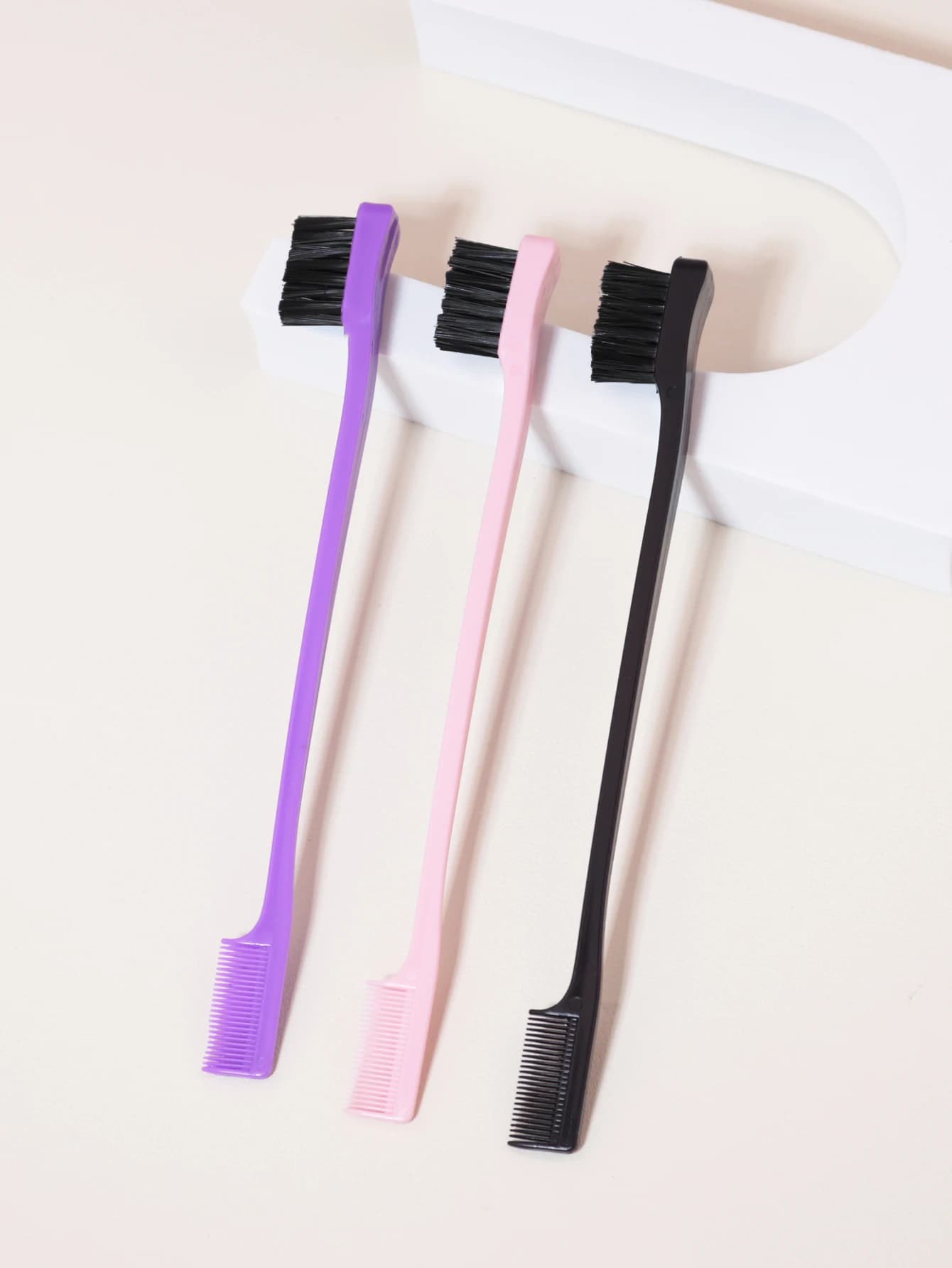 Peigne à cheveux, brosse à sourcils, double face, contrôle des bords, brosse arrière, outil de coiff
