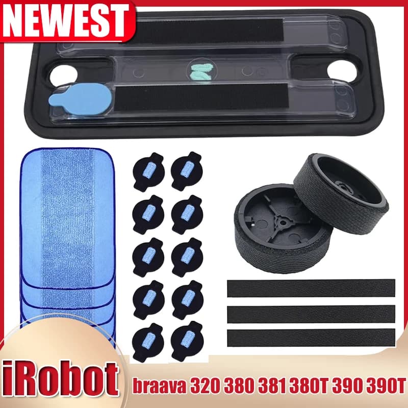 Bouchon d'eau en tissu pour vadrouille de pneu de roue, remplacement pour iRobot braava 320 380 381 