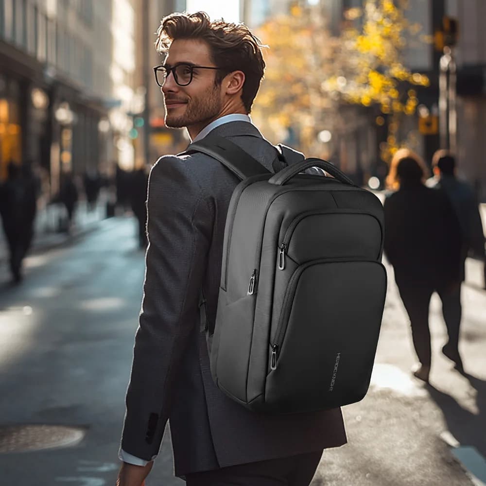 HK sac à dos d'affaires multifonctionnel hommes sac à dos de voyage de grande capacité étanche 17.3 