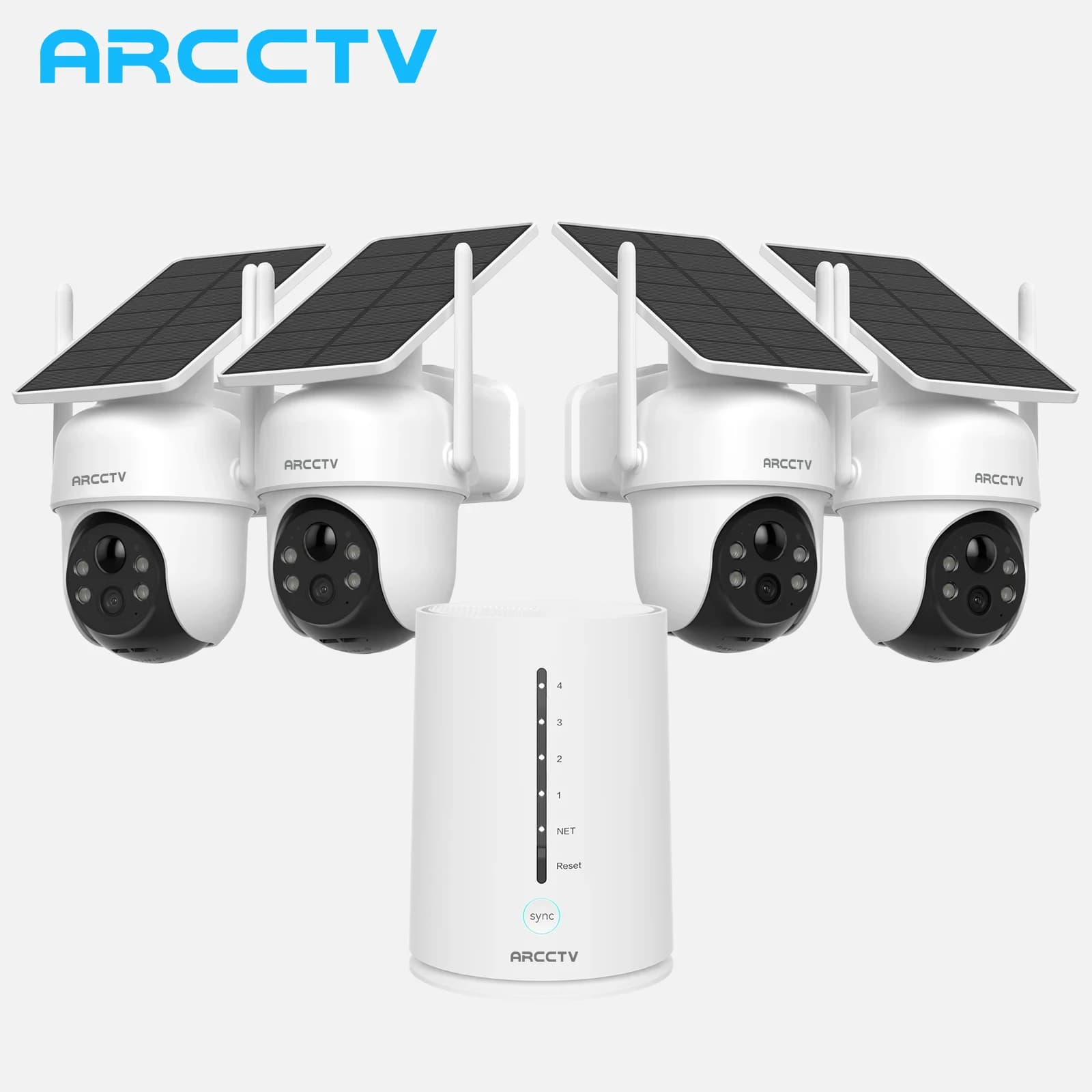ARCCTV 4MP Wifi Kit de caméra solaire extérieure sans fil sécurité caméra de Surveillance ensemble s