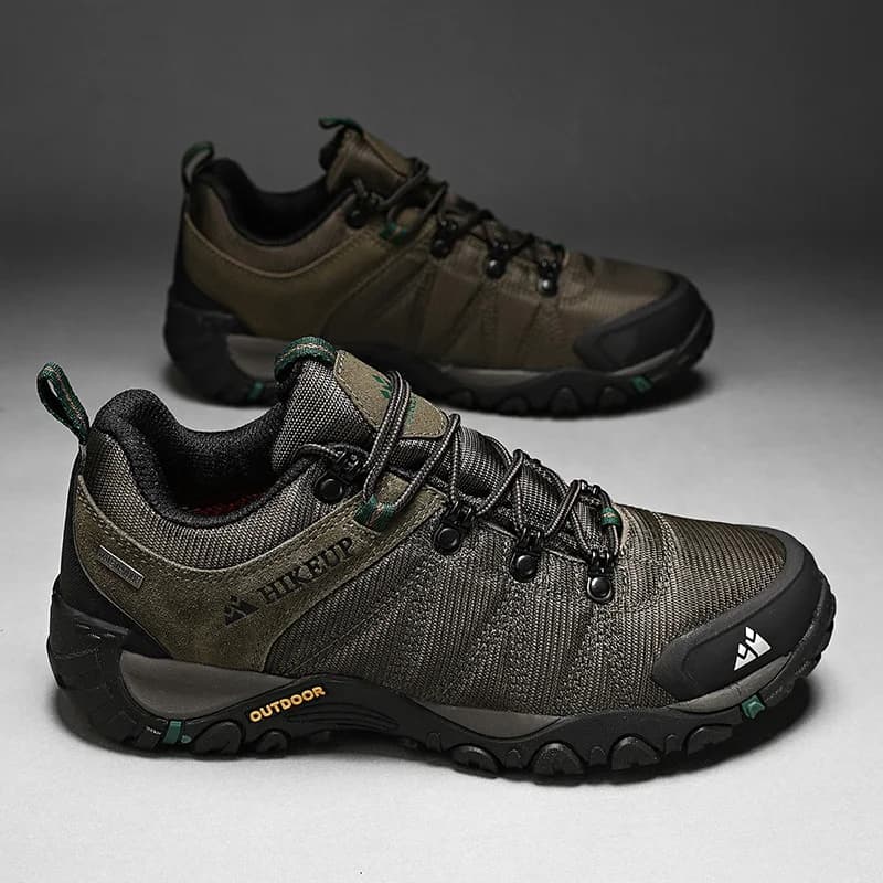 HIKEUP-Chaussures de randonnée en cuir véritable pour hommes, chaussures d'escalade à semelle en cao
