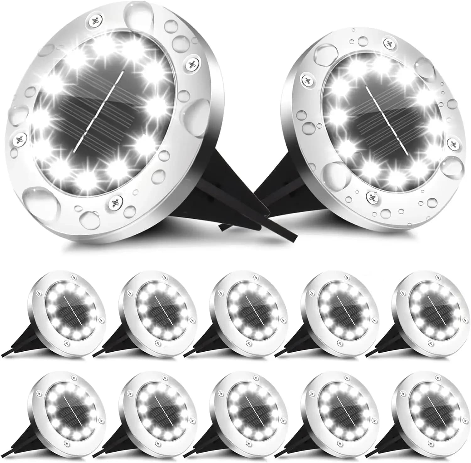 Lampes solaires au sol, décorations extérieures, lampes de jardin solaires à 12 LED étanches, lumièr