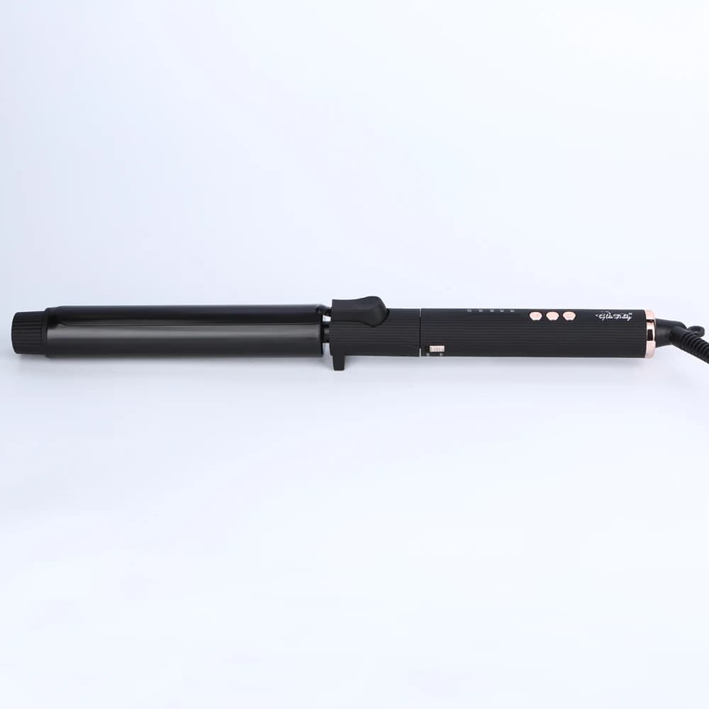Fer à friser rotatif professionnel avec affichage numérique de la température LED, bigoudi noir en t