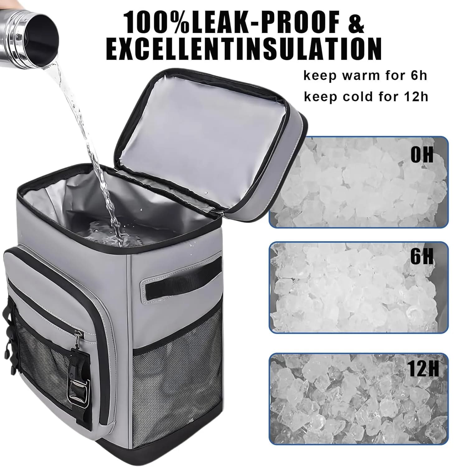 Sac à dos isotherme étanche 30L, sac à dos thermique anti-fuite pour 48 canettes, sac isotherme pour