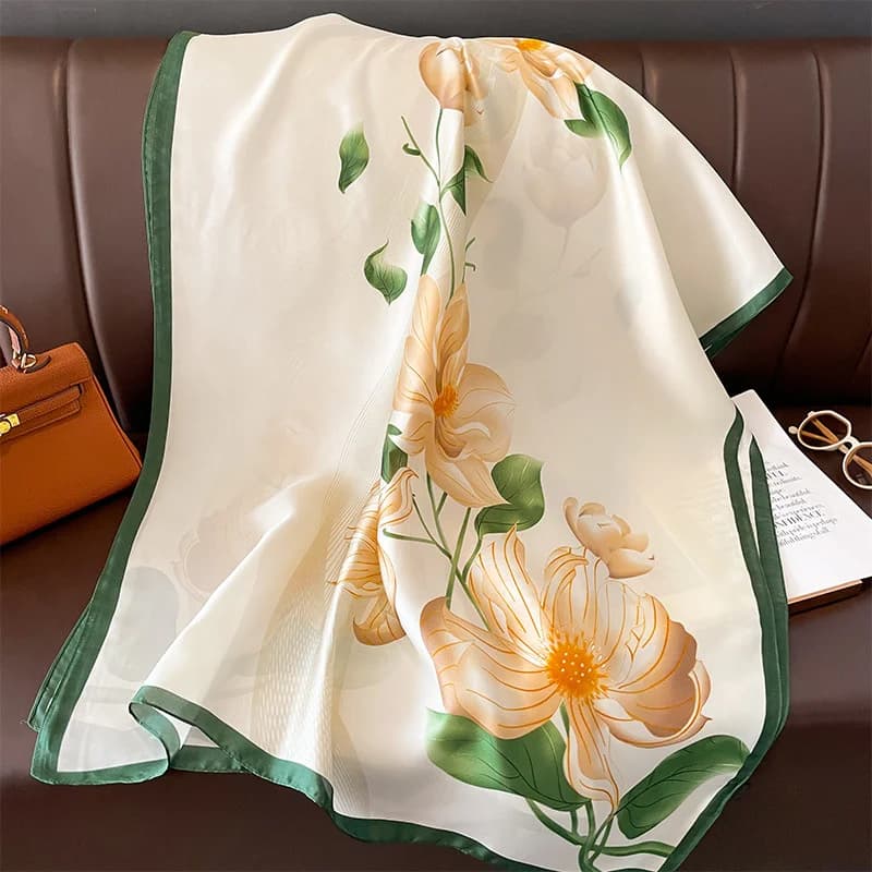 Écharpe Hijab en Satin pour Femme, Design à la Mode, Étole de Plage, Protection Solaire d'Été, Foula