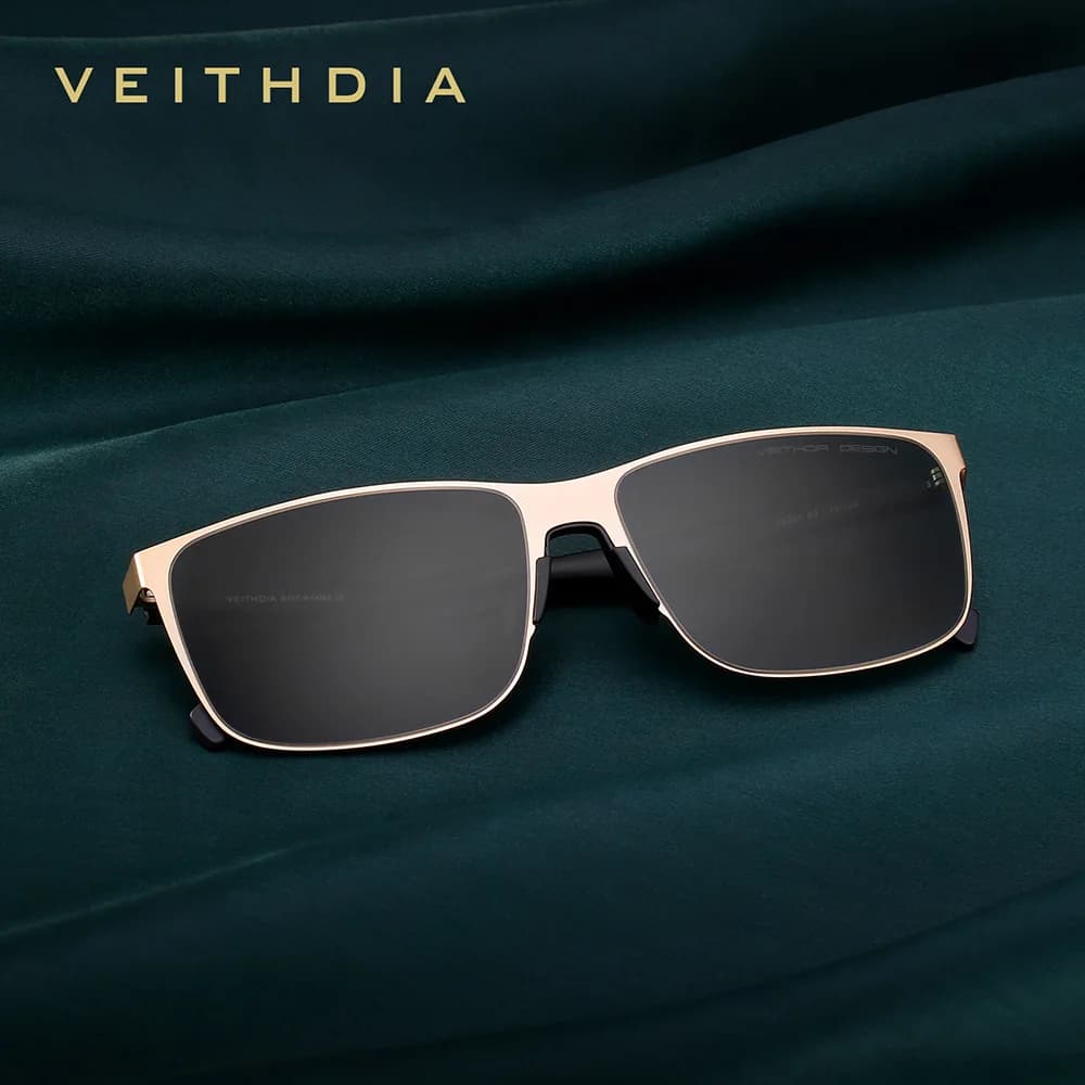 Lunettes de soleil vintage de marque VEITHDIA pour hommes et femmes, en acier inoxydable, verres en 