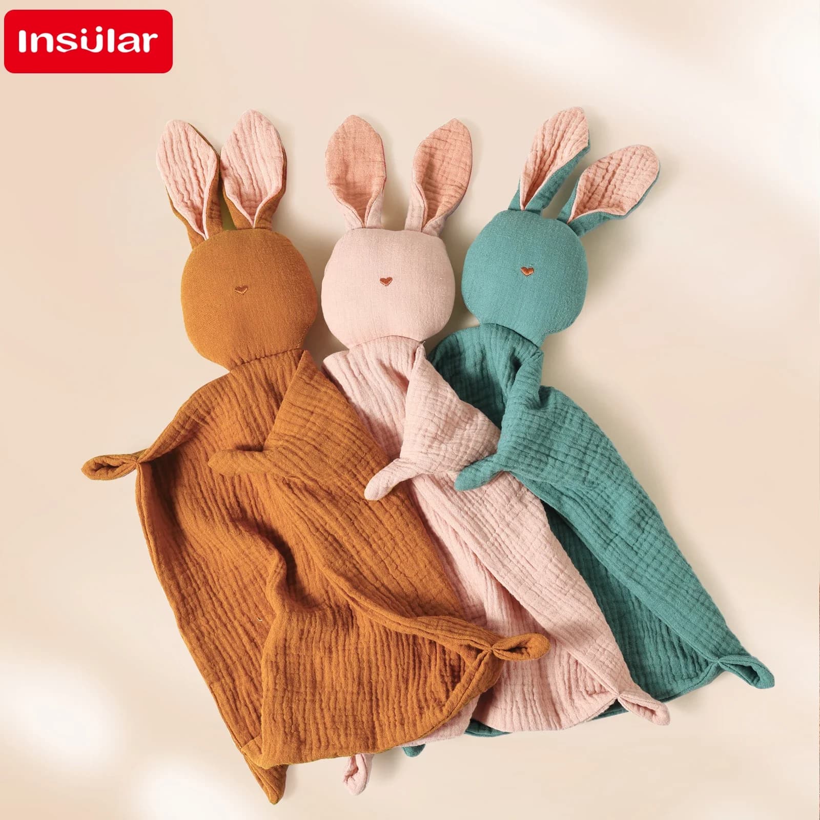 Serviette apaisante pour bébé, 100% mousseline de coton, mouchoir de dessin animé pour bébé, lapin m